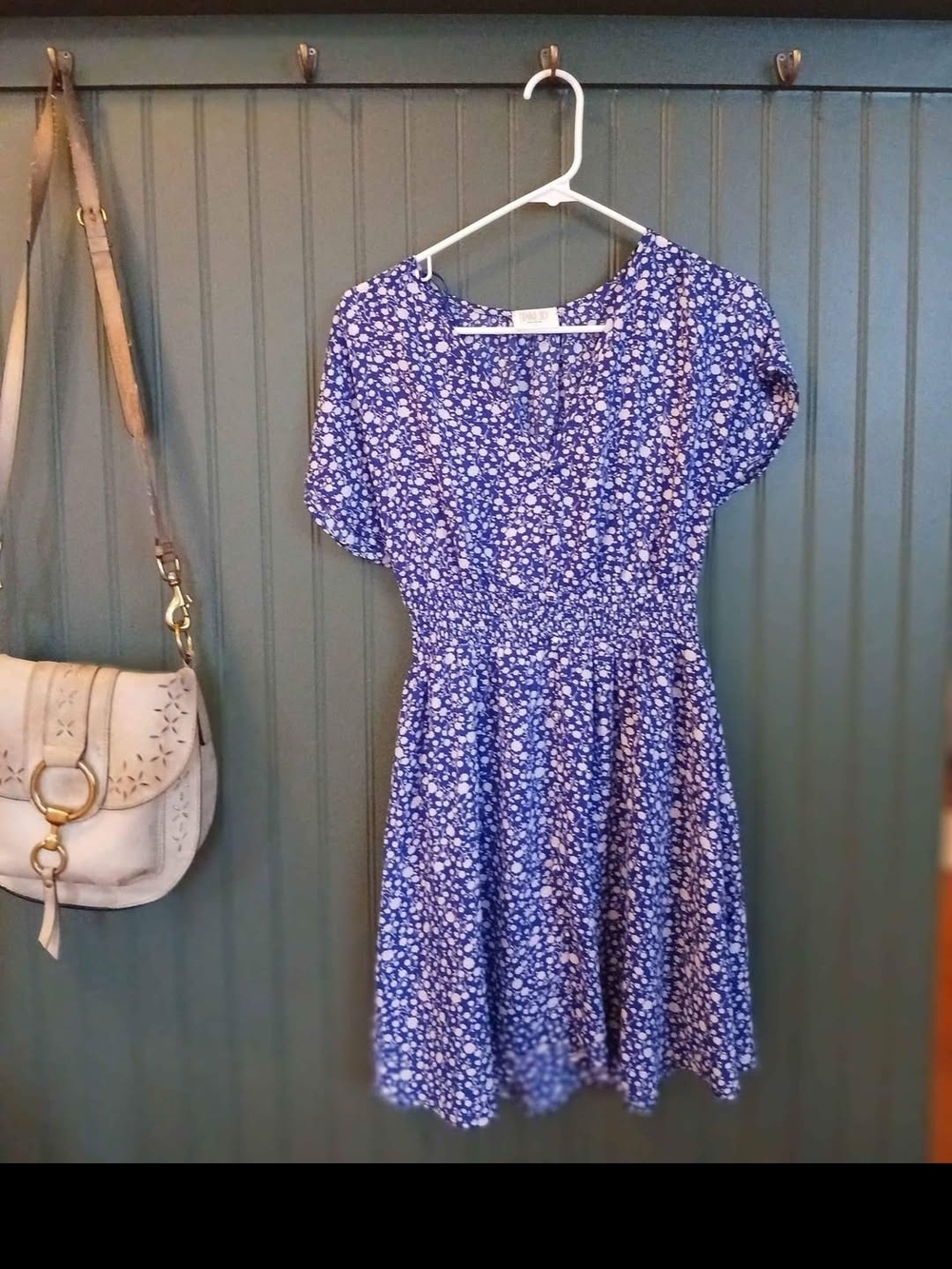 Sienna Sky Blue Floral Fit-and-Flare Dress Womans Size Small